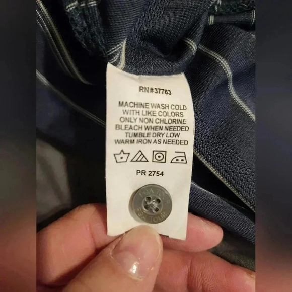 PGA Tour Shirt Mens Medium Navy Blue Stripe Short Sleeve Golf Polo Performance - Picture 5 of 5